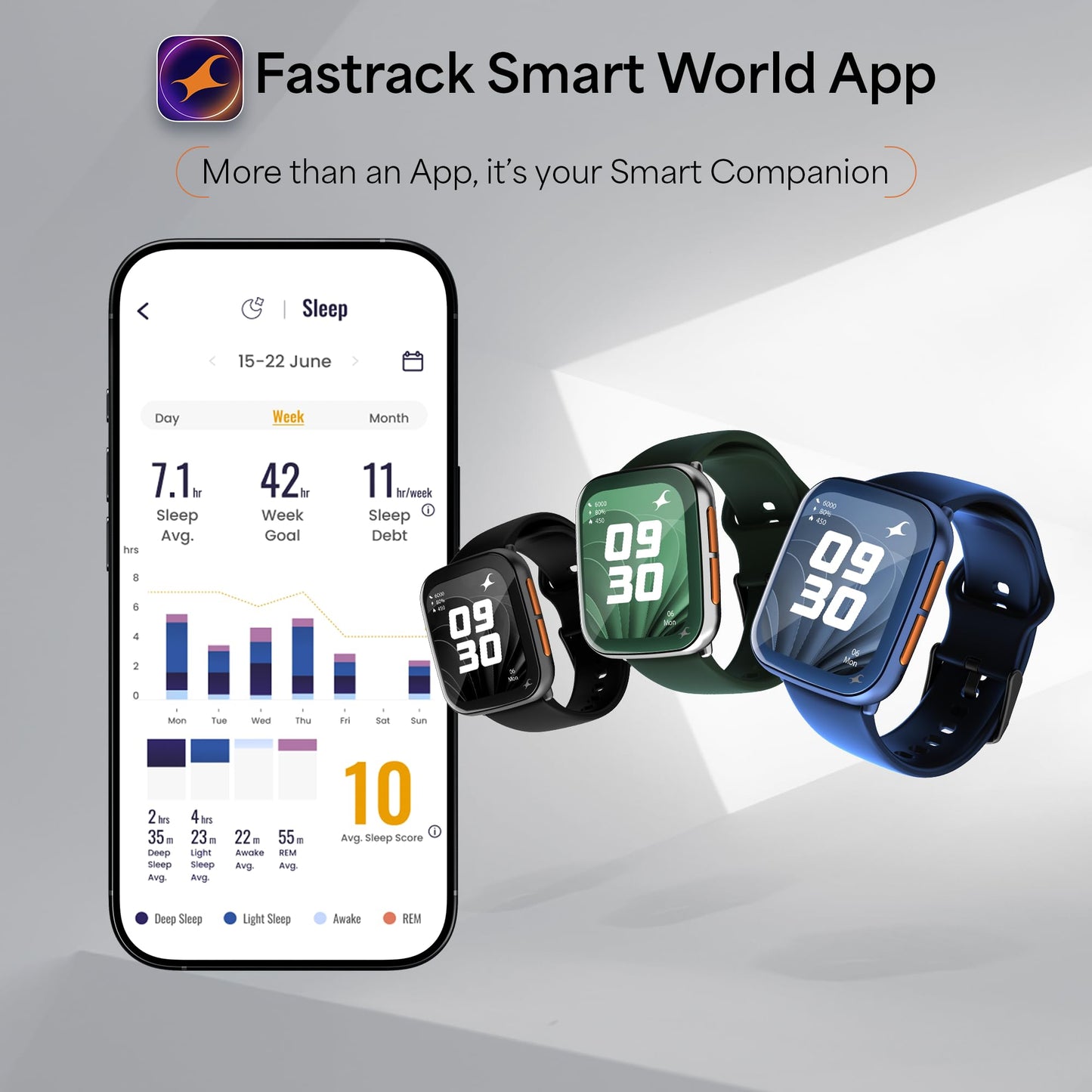 Fastrack Navstar 1.85" AMOLED Square Display Smart Watch with GPS, Offline Voice Command, AI Enabled, 100+ Sports Mode, BT Calling, IP68 Water Resistant Upto 5 Days Battery Life -Forest Green