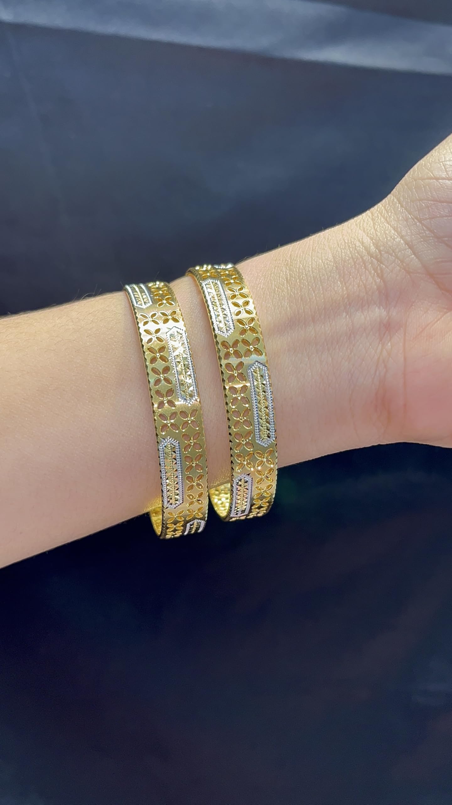 CYGNI BANGLES Elegant Gold-Plated Bangles for Women Traditional Design Jewelry (1 Pair)(F2-B-78-2.8)