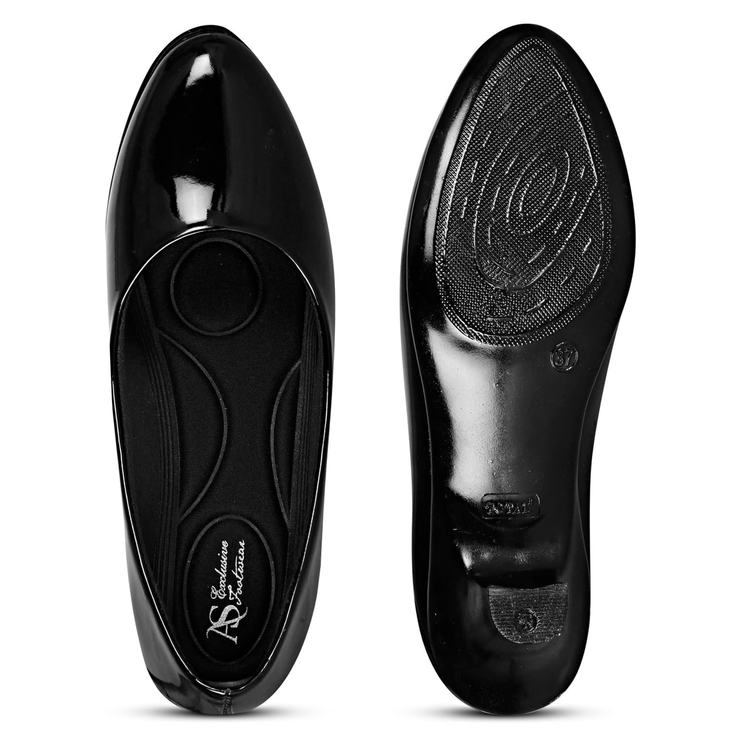 Anita Sarees Women's Slip-On Wedge Heels Ballerina Shoes for Casual, Office, Party and Office Bellies Formal Shoes for Women and Girls, 1 Pair (Black)