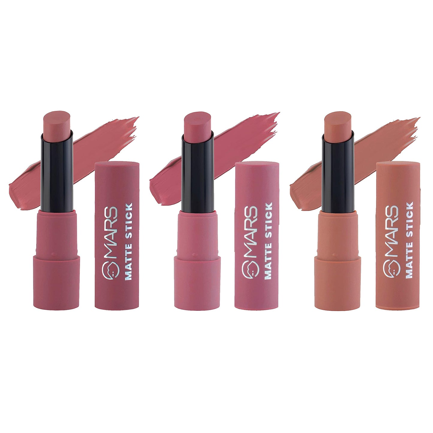 MARS Matte Box Set of 3 Lipsticks for Women | Long-Lasting | Smooth Finish | Moisturising | One Swipe Pigmentation (3x3.2 gm) (02-Peaches & Nudes)