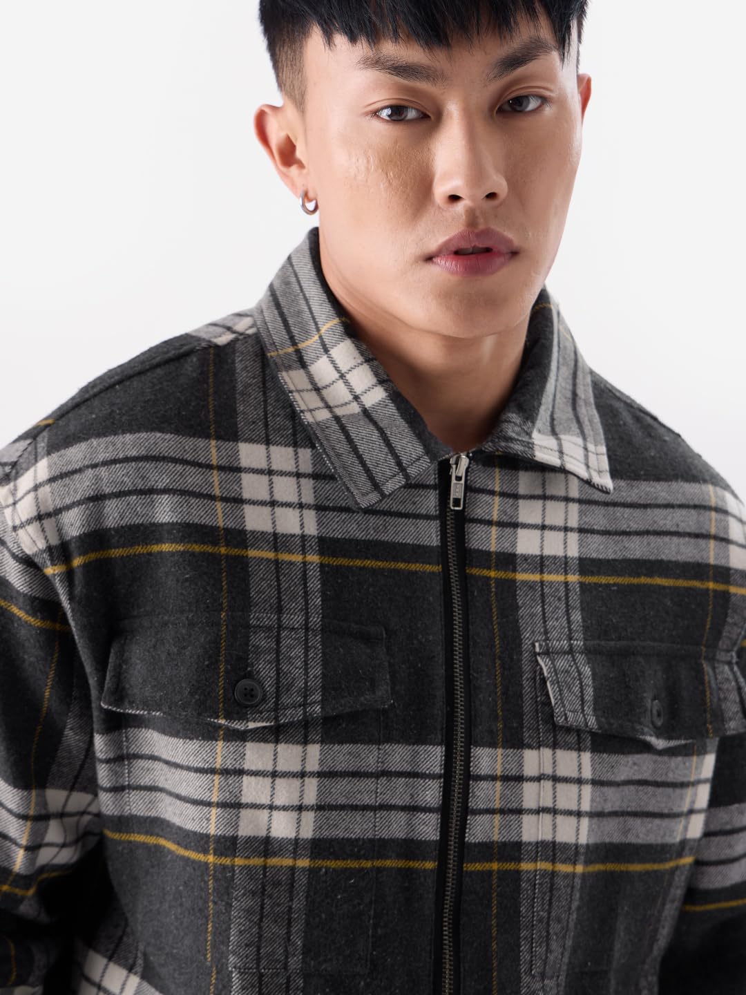 The Souled Store Plaid: Black and Grey Men Shackets