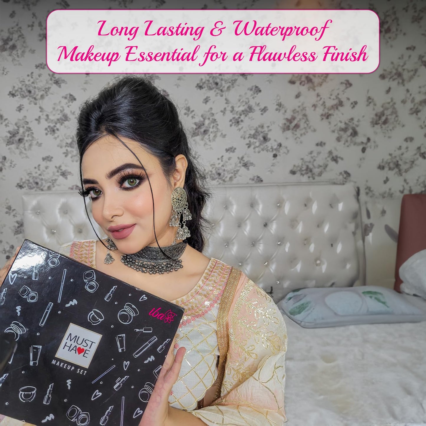 Iba Must Have Makeup Set (Medium) | Gifts for Women | Waterproof Foundation, Concealer, Matte Compact, Lip & Cheek Tint, Matte Lipstick, Smudge Proof Kajal | Makeup Kit for Women