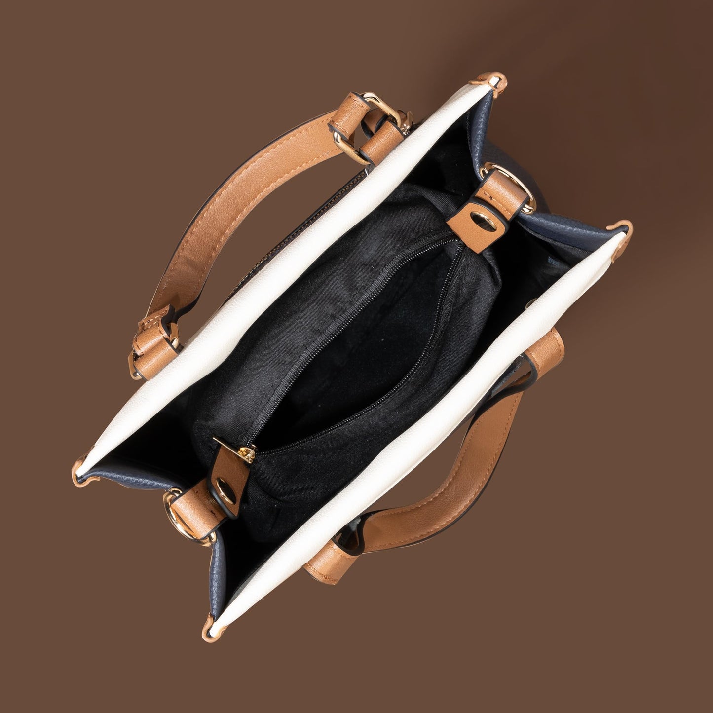 Accessorize London Women's Navy Blue Mini Colour Block Handheld Satchel Bag with Detachable and Adjustable strap | Satchel Bag for Work | Ladies purse | Stylish Shoulder Bag | Gift For Women