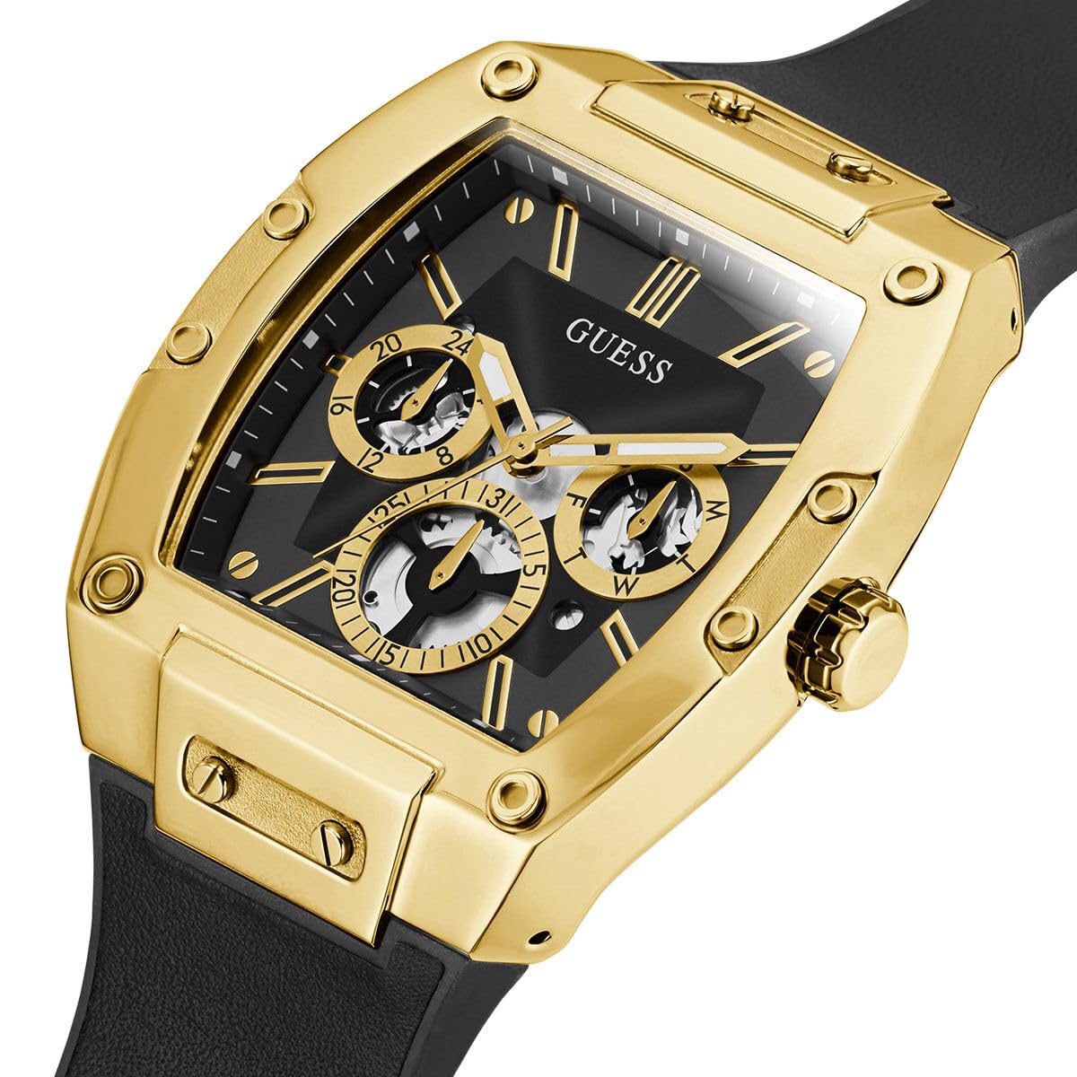 Guess Leather Casual Analog Black Dial Men's Watch-Gw0202G1