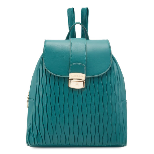 Caprese Shelbee Fashion Backpack Dark Green Trendy Quilted Backpack with Buckle Lock and top/Back Zip, Perfect for Travel, College and Daily use