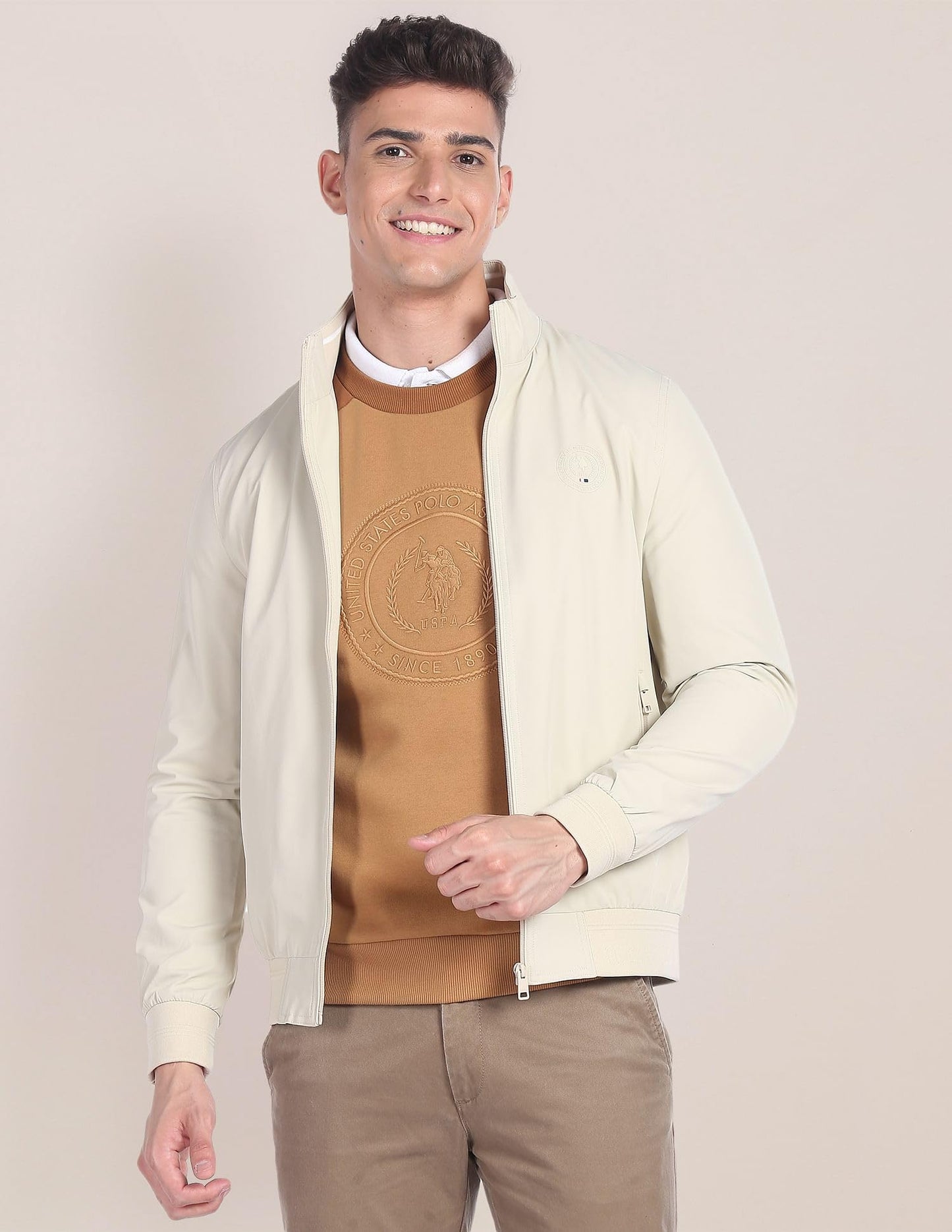 U.S. Polo Assn. Men's A-Line Coat (USJCK0380_Beige