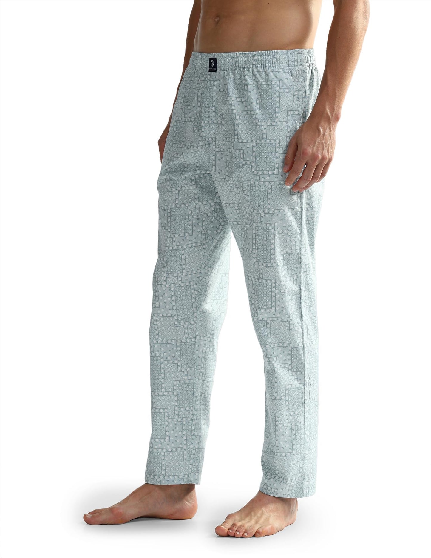 U.S. POLO ASSN.. Mens OELP7 Mid Rise Printed Lounge Track Pants(OELP7-PR_Sterling Blue_S)