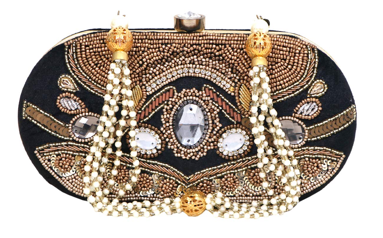 DUCHESS Women's Oval Clutch Black