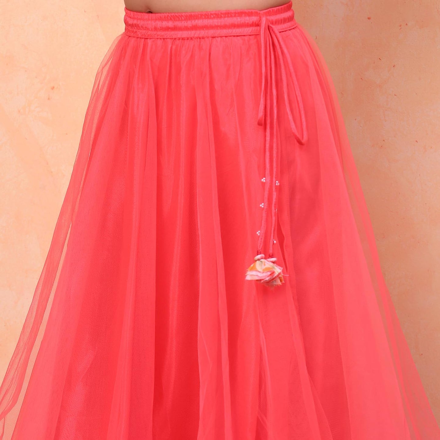 Biba Girls Orange Flared Cotton Printed Lehenga Choli set