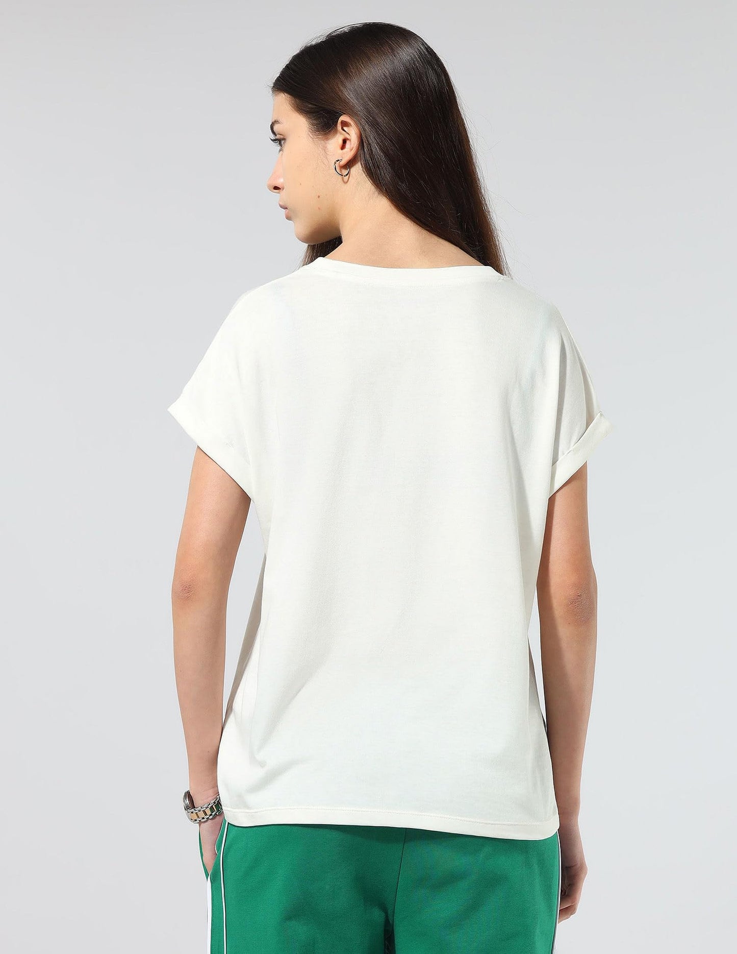 U.S. POLO ASSN. Women's Regular Fit T-Shirt (UWAW25TSH318_Off White