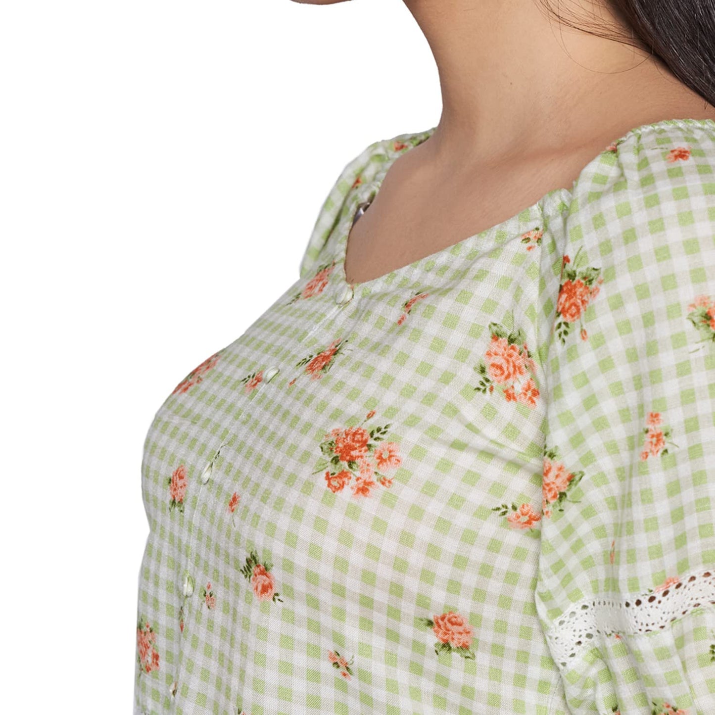 AND Women's Regular Shirt (SS22AG059TR44B_Sage Green 14)