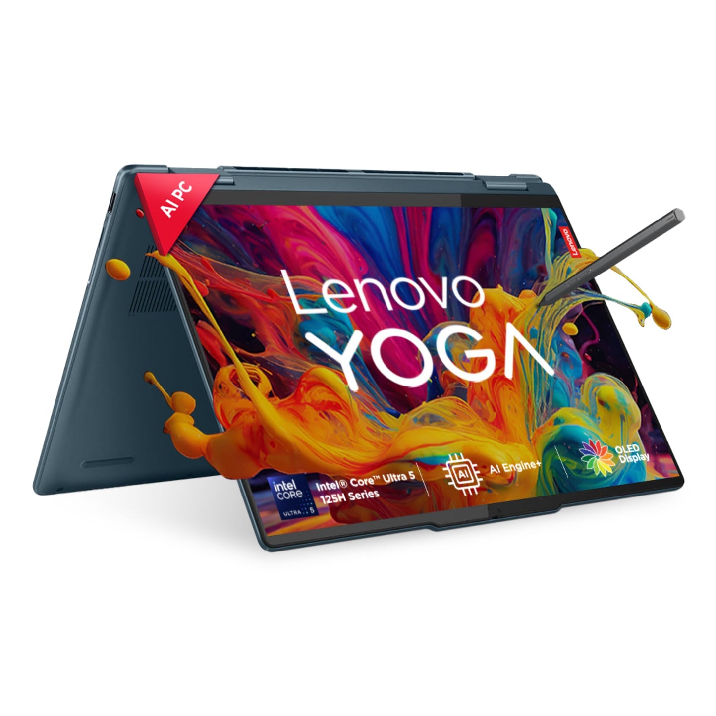 Lenovo Yoga 7 Intel Evo Core Ultra 5 125H Built in-AI 14"(35.5cm) WUXGA OLED 400Nits 2-in-1 Laptop (16GB/512GB SSD/Win 11/MSO 21/100% DCI-P3/3 Mon. Game Pass/Tidal Teal/1.5Kg), 83DJ00AKIN