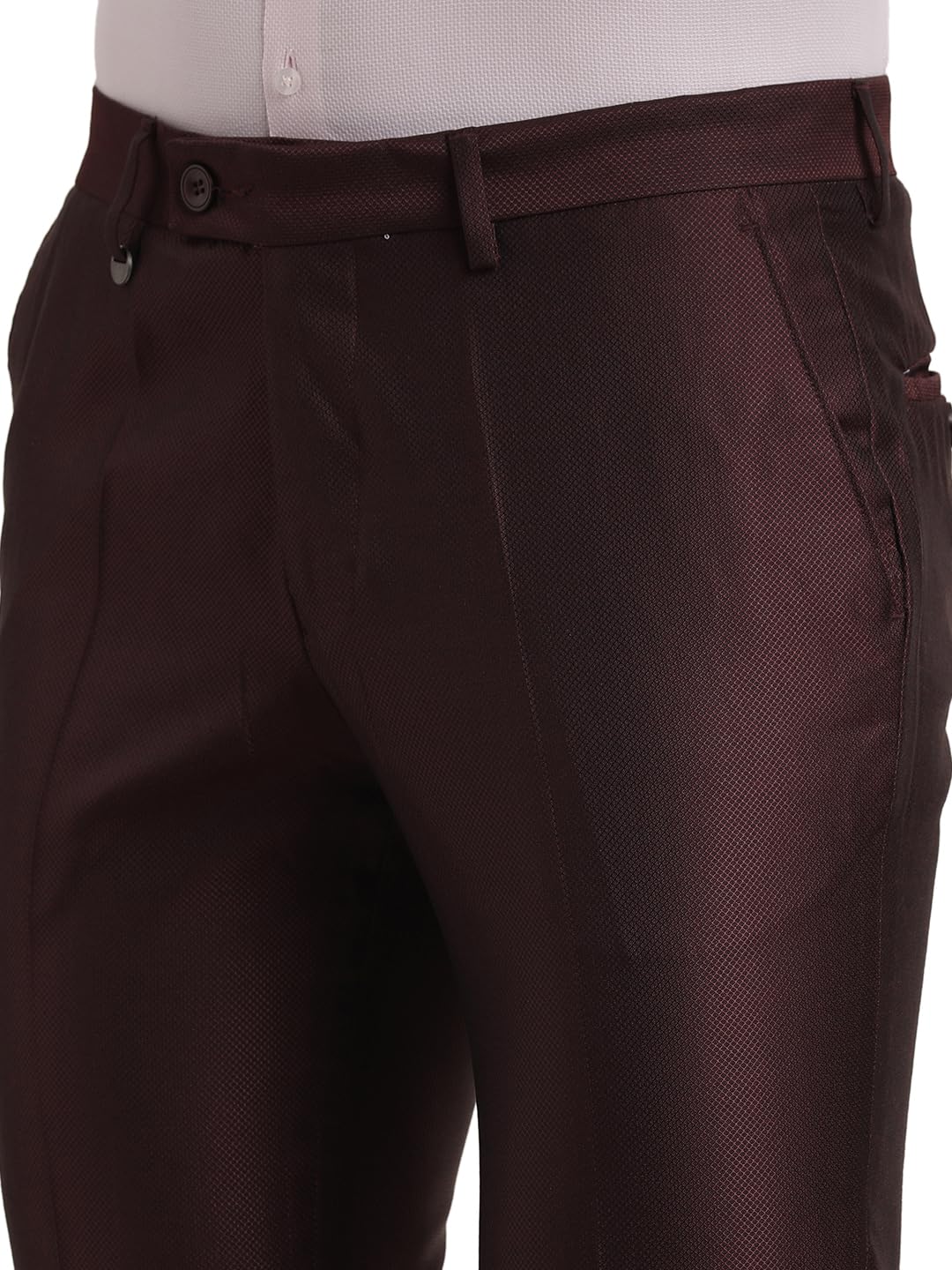 Turtle Men Poly-Viscose Dobby Print Full Sleeve Three Piece Brown Party Suit