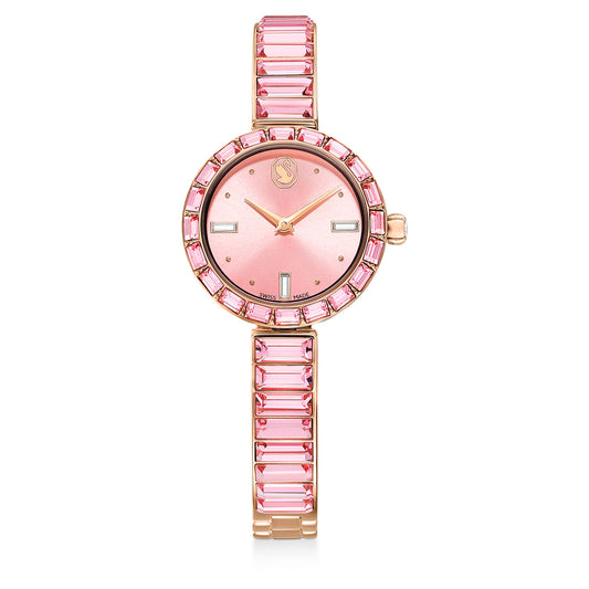 Swarovski Matrix Bangle Watch – Swiss Made, Crystal Bracelet, Pink, Rose Gold-Tone Finish, Elegant Women’s Timepiece