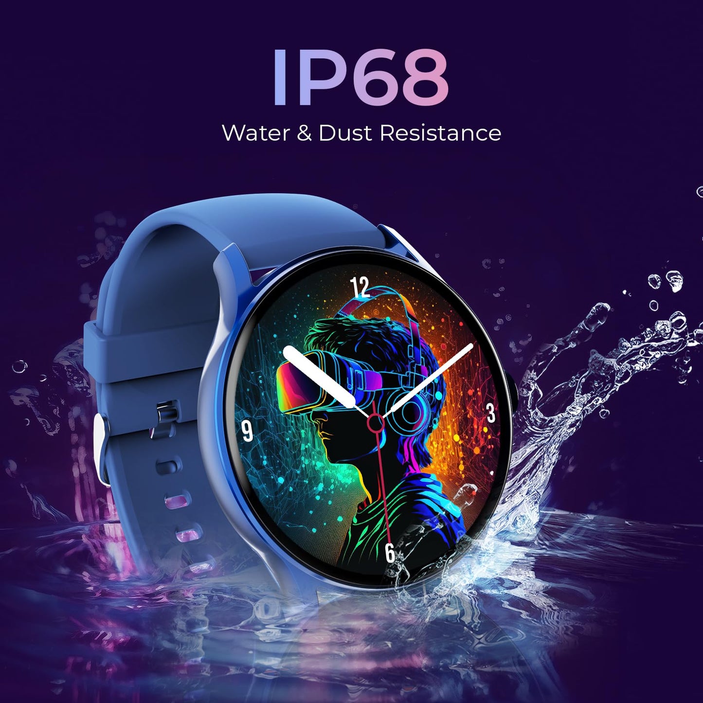 beatXP Flare Pro 1.39” HD Display Bluetooth Calling Smart Watch, 100+ Sports Modes, Heart Rate Monitoring, SpO2, AI Voice Assistant, IP68 - Persian Blue