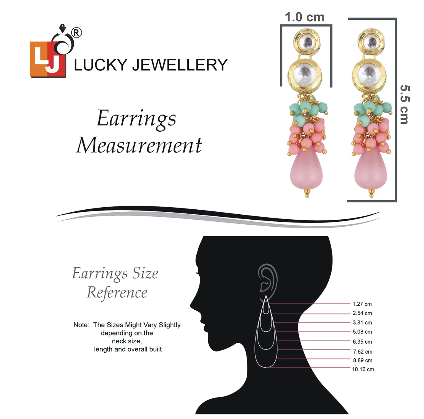 Lucky Jewellery Back Meenakari 18k Gold Plated Multicolor Tika Earring Combo Jewellery Set Uncut Kundan Big Faux Kundan Dibbi Kundan Choker Necklace Set for Girl's & Women