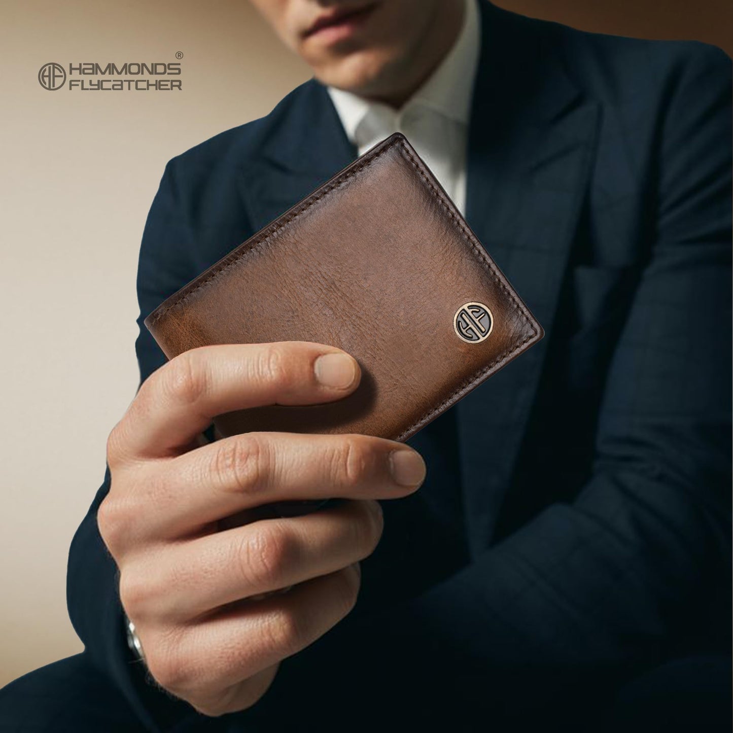 HAMMONDS FLYCATCHER RFID Protected Bi-Fold Wallet for Men Leather Original, Mens Wallet, Leather Wallets for Men, Premium Classic Purse with 6 Card Slots, Coin Pocket, Gift for Mens - Burnt Tan