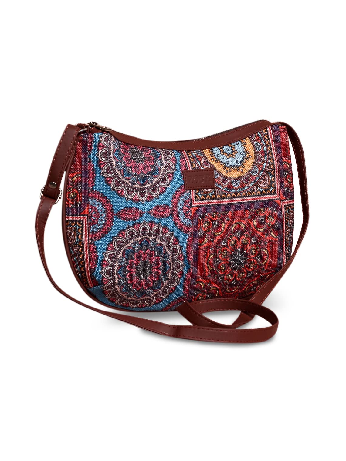 ZOUK 100% PeTA Approved Vegan Leather Multicolor Mandala Print Shoulder Bag for Women