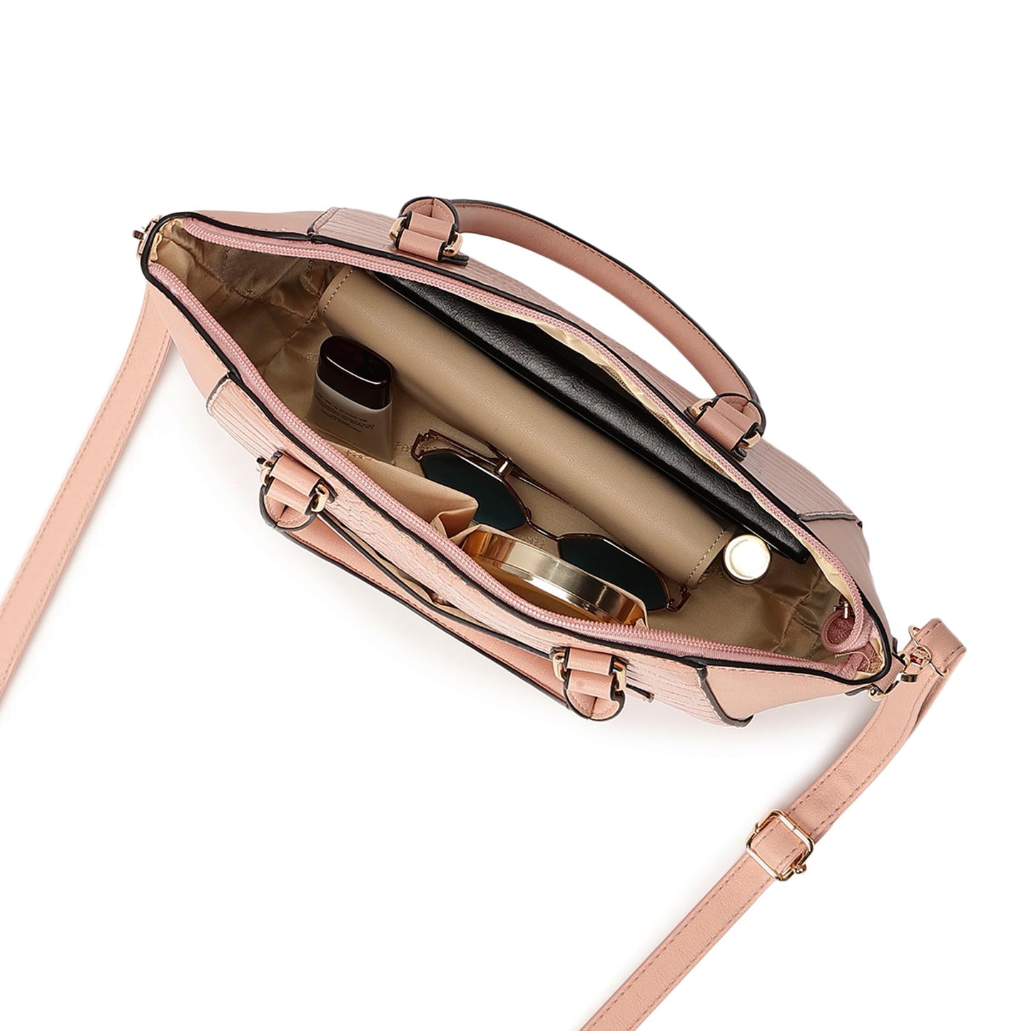 Fastrack Croco Textured Structured Satchel with Detachable Sling Strap for Women, Girls and Ladies | Fits Upto 11" iPad or Tablet | Made of Premium Faux Leather | Ladies Purse Handbag