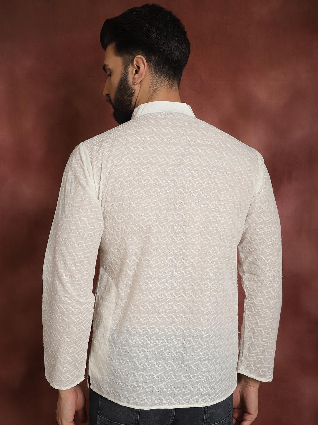SOJANYA (Since 1958 Men's Cream Pure Chicken Cotton Short Kurta