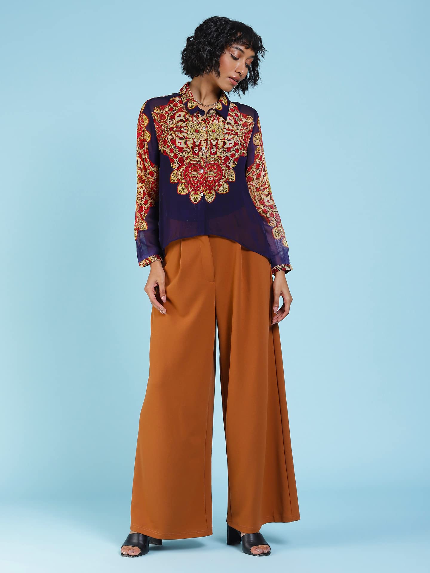 Label RITU KUMAR Women's Relaxed Fit Shirt SHTVGT01N29166861-NAVY-S