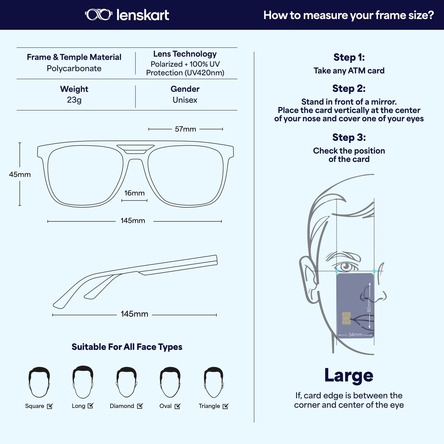 VINCENT CHASE EYEWEAR By Lenskart|Full Rim Square Branded Latest And Stylish Sunglasses|Polarized And 100% Uv Protected|Men & Women|Large|Vc S12644, Blue