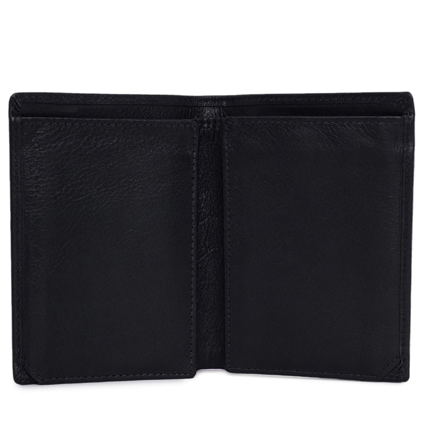 KARA Men's Black Genuine Leather Tri Fold Casual Wallets with 9 Cards Holder Slots - Heavy Duty Formal Wallets for Men - Stylish Men Trifold Purse