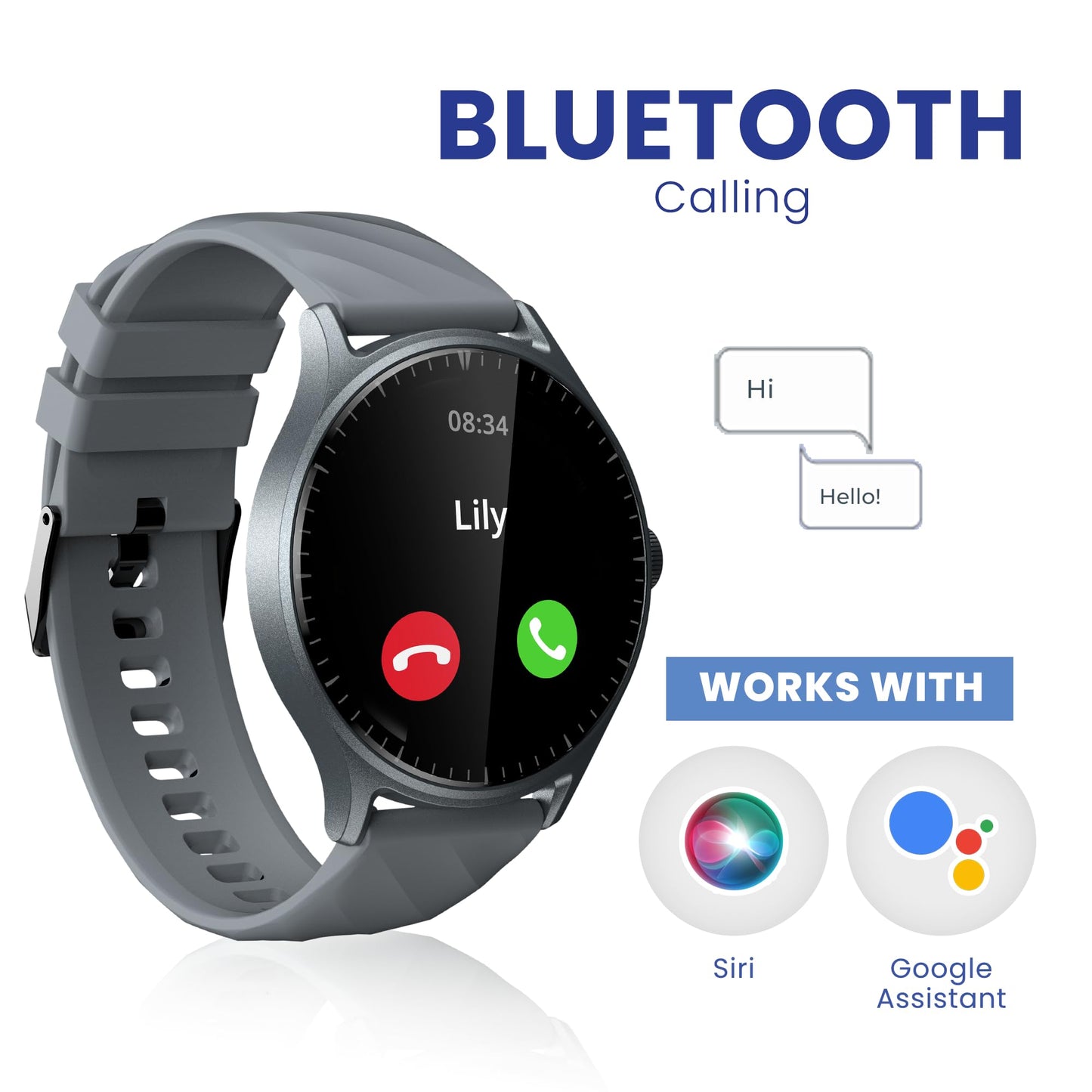 (Refurbished) CELLECOR M3 Air 1.52”Curved IPS HD Display Smart Watch, Bluetooth Calling, Unlimited Watch Faces, 120+ Sports Modes, Health Suite, IP68 Rating (Grey)