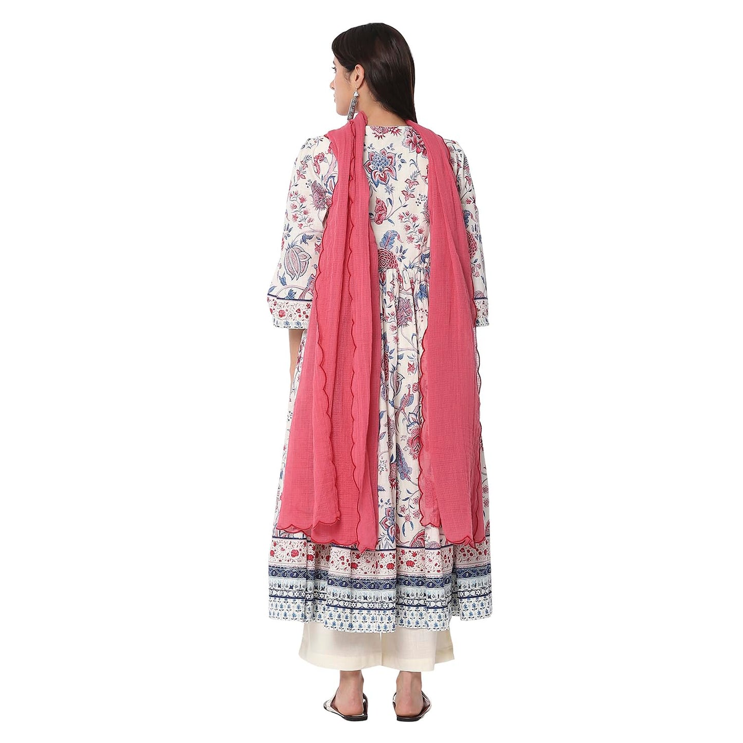 Biba Women's Pure Cotton Kurta Set (SKDCHZ10835SS25OWHT_Off White