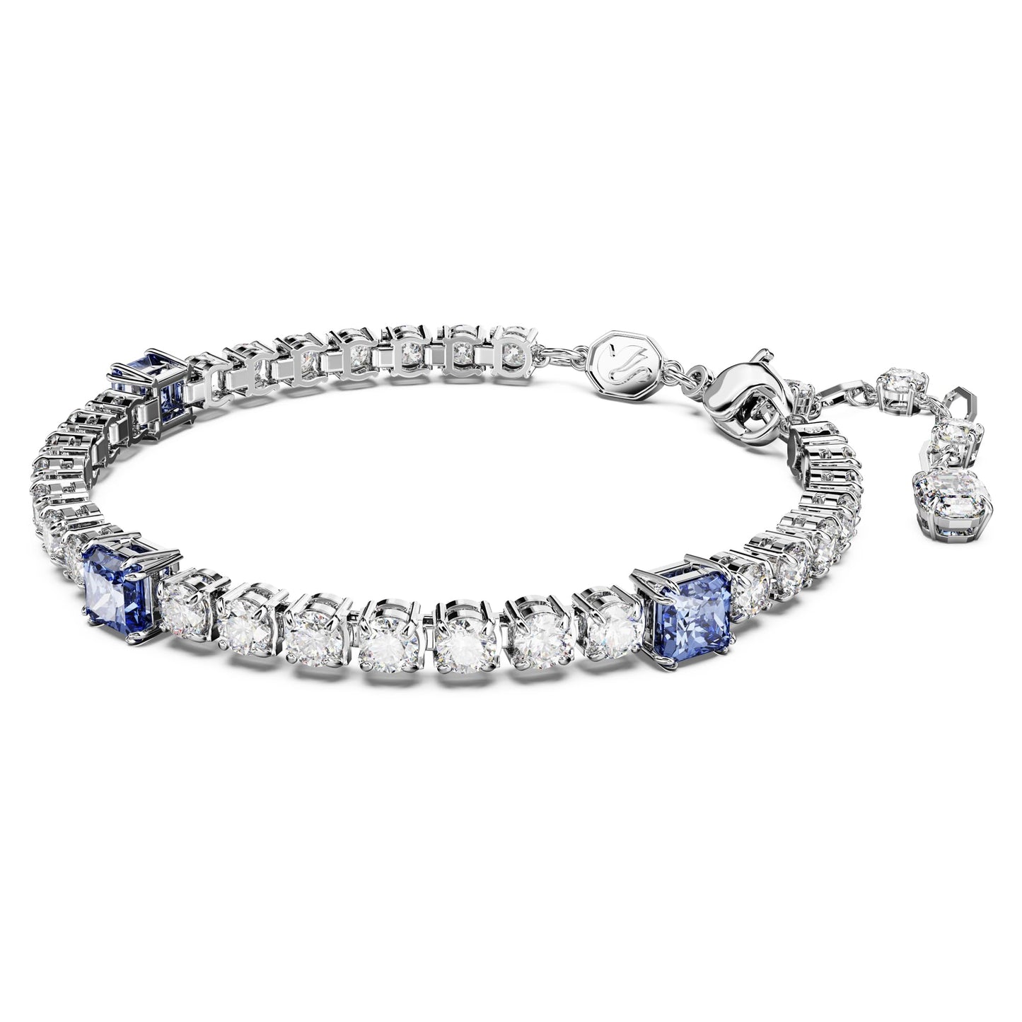 Swarovski Matrix Tennis bracelet, Mixed cuts, Blue, Rhodium plated