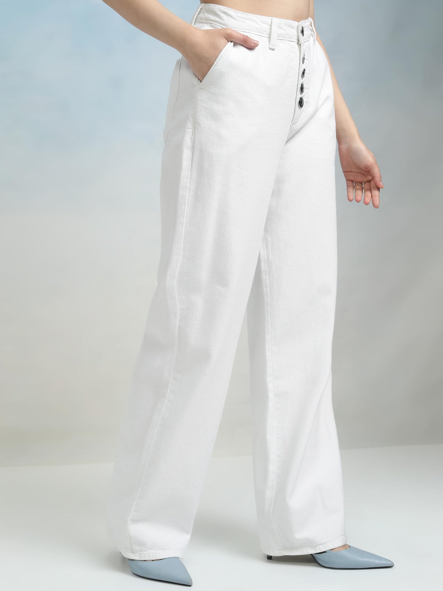 Tokyo Talkies Women High Rise FLA Fit Jeans White