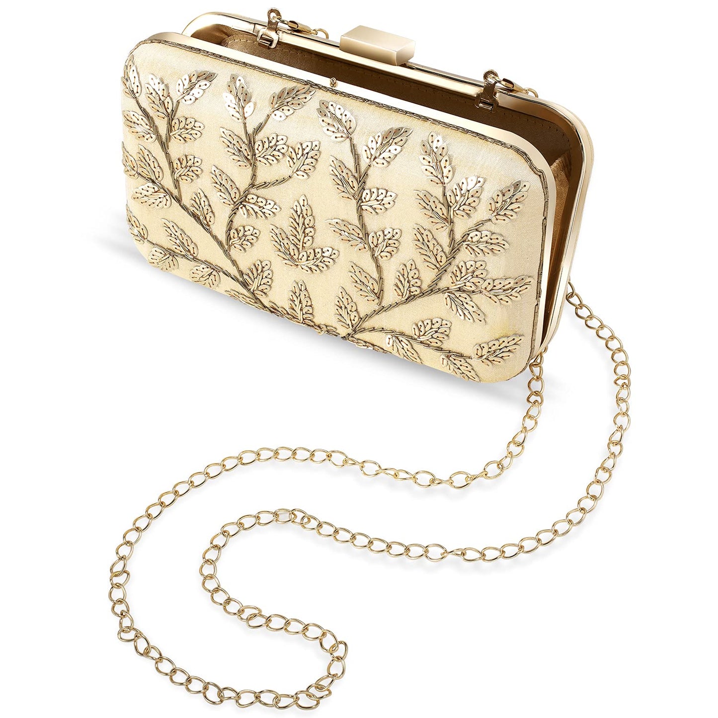 Peora Clutch Purses for Women Wedding Handmade Evening Handbags Party Bridal Clutch (C04G) Gold