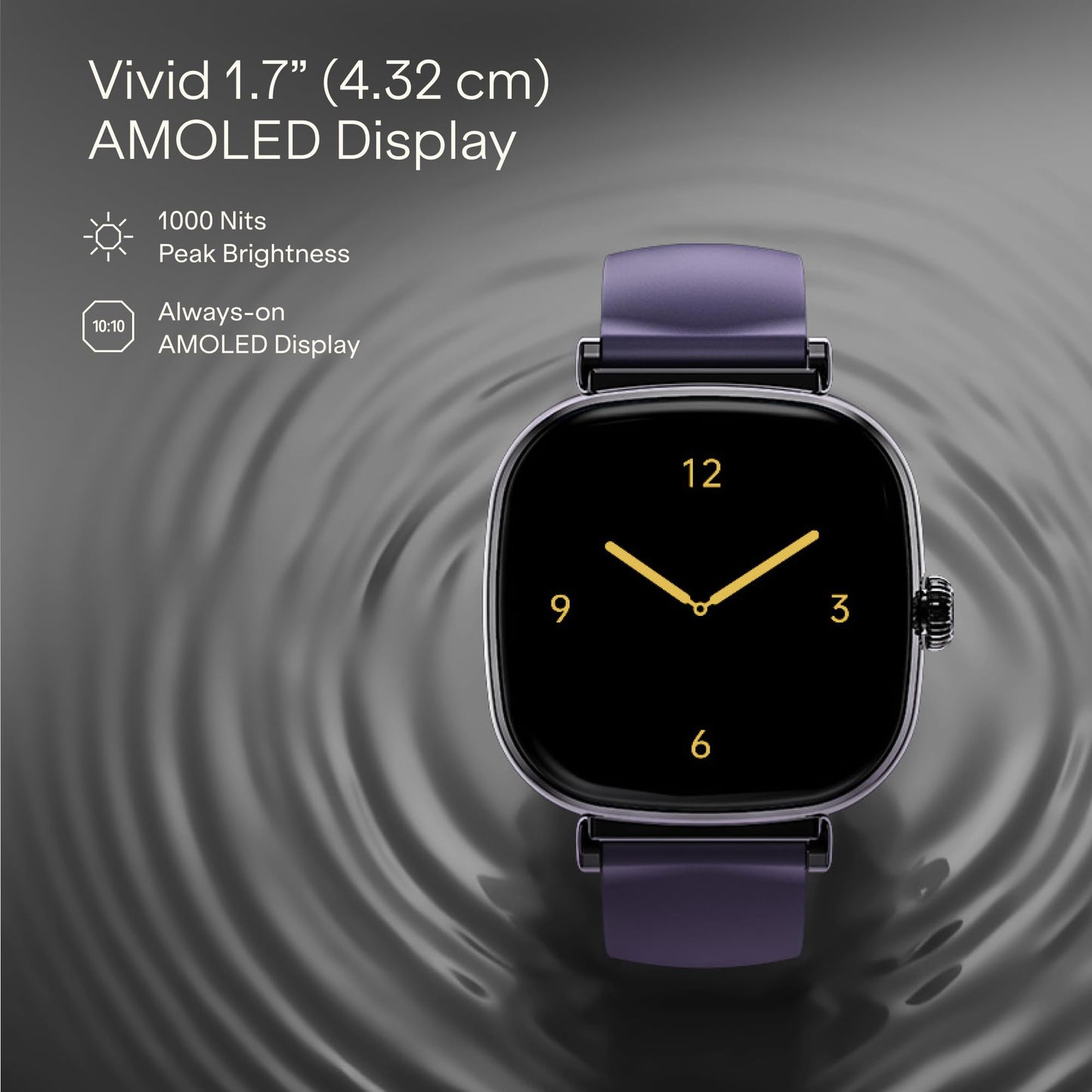 Boat Chrome Ivory Smart Watch for Women, co-Designed with GIVA, 1.7" AMOLED Display, 1000 nits Brightness, Premium Metallic Build, Female Wellness Tracker smartwatch for Women (Twilight Purple)