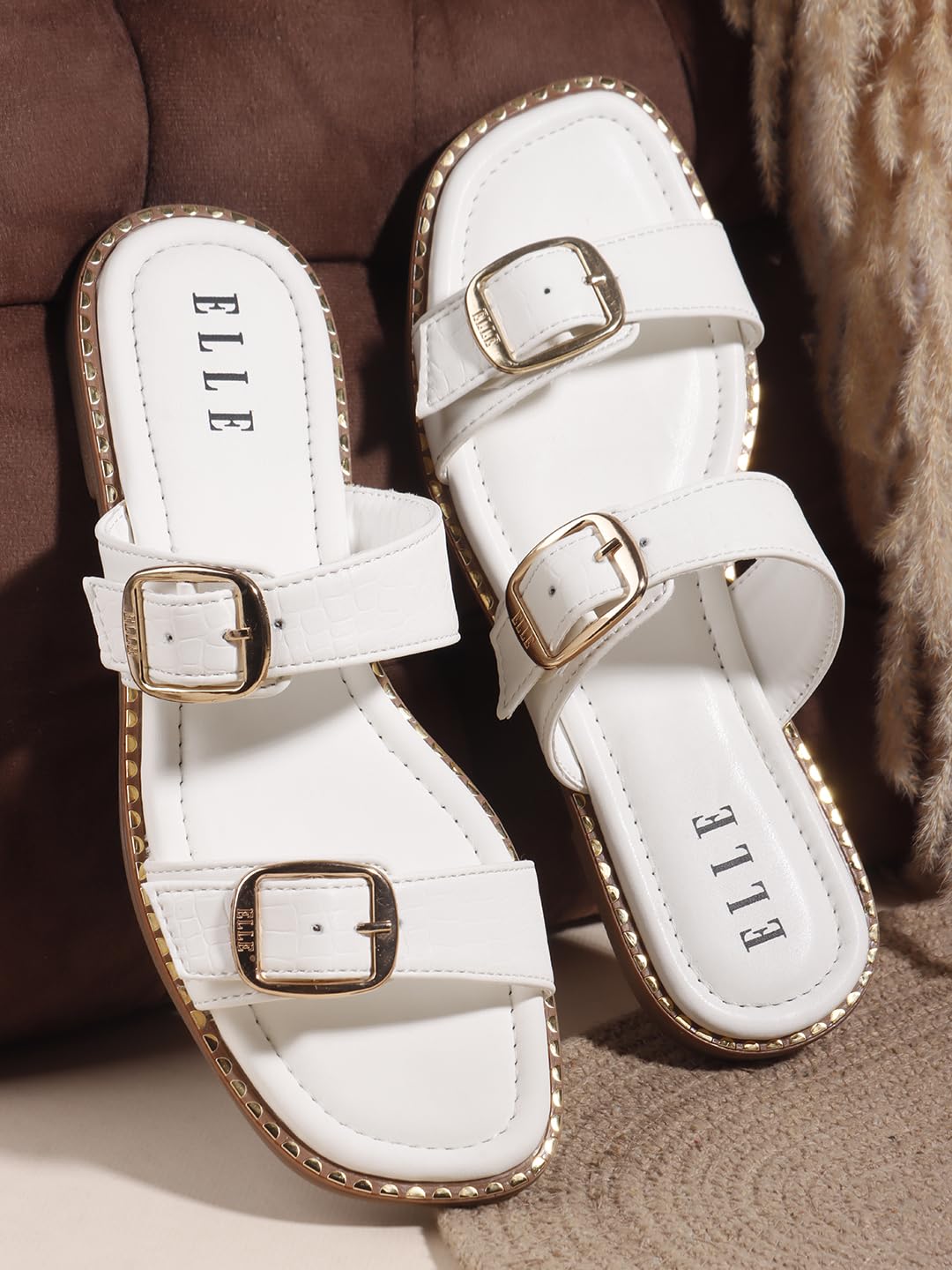 ELLE Women Fashion Sandal,White,UK-3