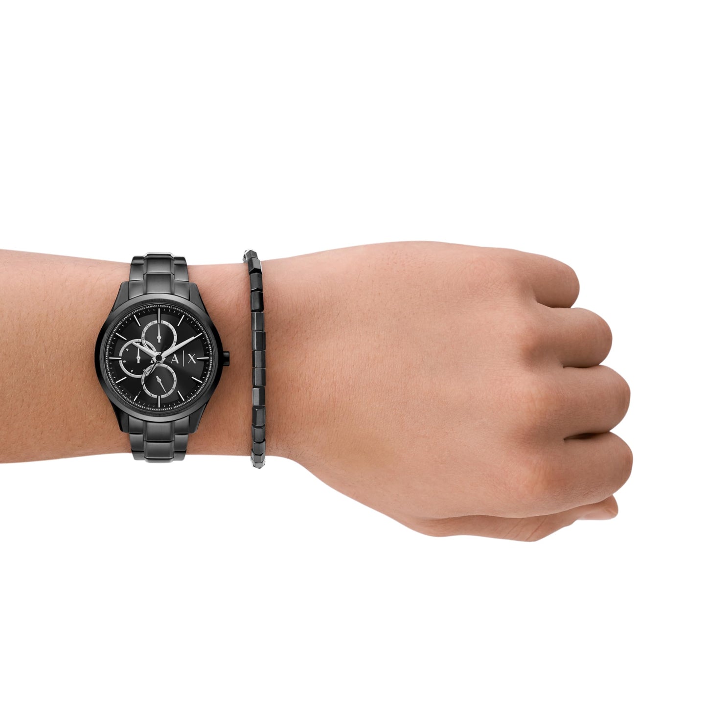 Armani Exchange Stainless Steel Analog Black Dial Men Watch-Ax7154Set, Black Band