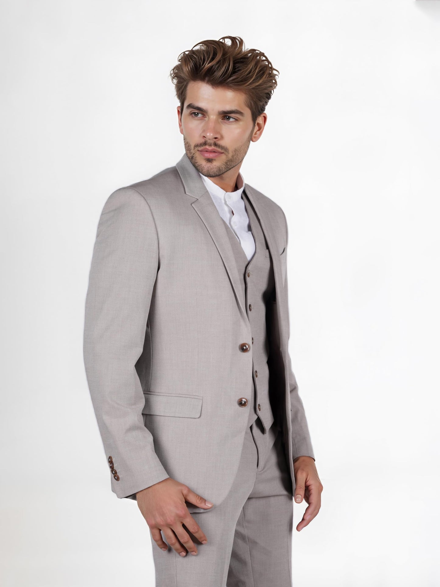 Celio Men Beige Solid Regular Fit Viscose Rayon Formal Blazer (3596656264394, Beige, 40)