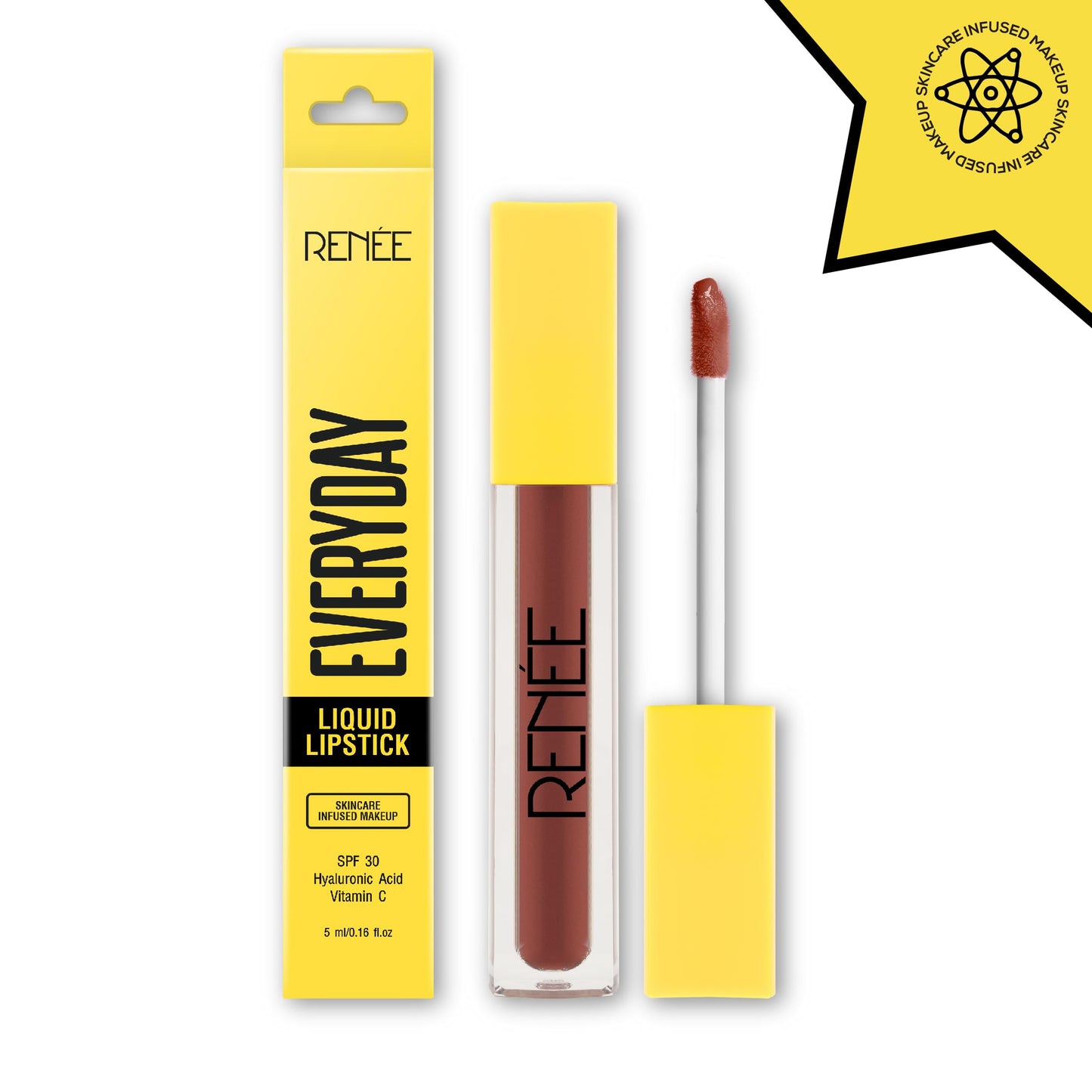 RENEE Everyday Matte Liquid Lipstick - Brick, Smudge-Proof & Transfer-Proof, Long-Lasting & Highly Blendable, Intense Pigmentation with Matte Finish, Cruelty-Free Skincare Infused Makeup, 5ml