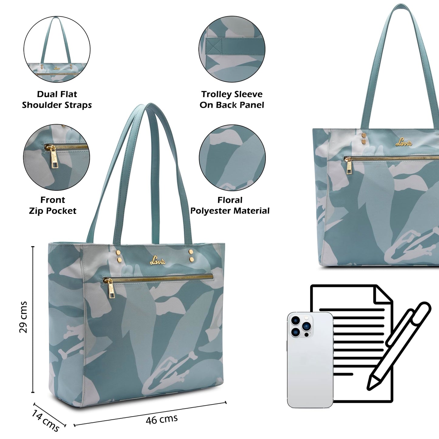 Lavie Women's Vanessa Travel Solid Tote Bag for Women | Tote Bag for Work | Ladies purse | Stylish Shoulder Bag | Gift for Women