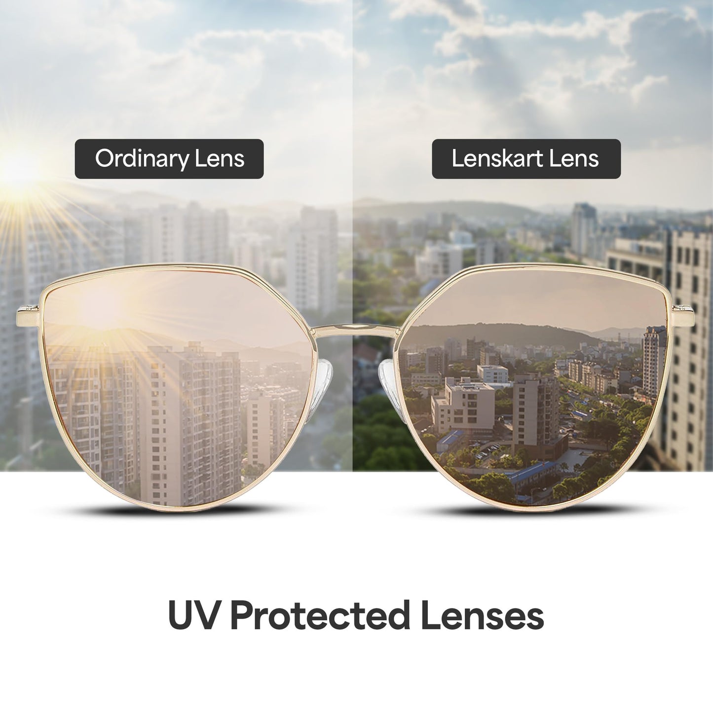 Polarized and 100% UV Protected | Golden-Brown Full Rim Cat Eye | Stylish & Premium Sunglasses | For Women | Medium | VC S11470