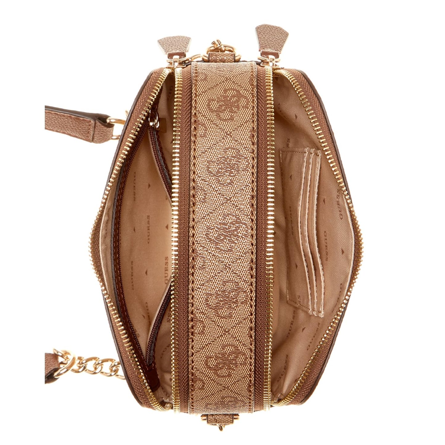 GUESS Women's Brown Printed Crossbody Camera Bag| Ladies Purse Handbags | Gift For Ladies