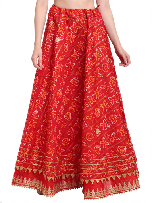 JABAMA® Women's Cotton Kota Doriya Gota Patti Work Lehenga Skirt (Red, 3XL, SK376-3XL)
