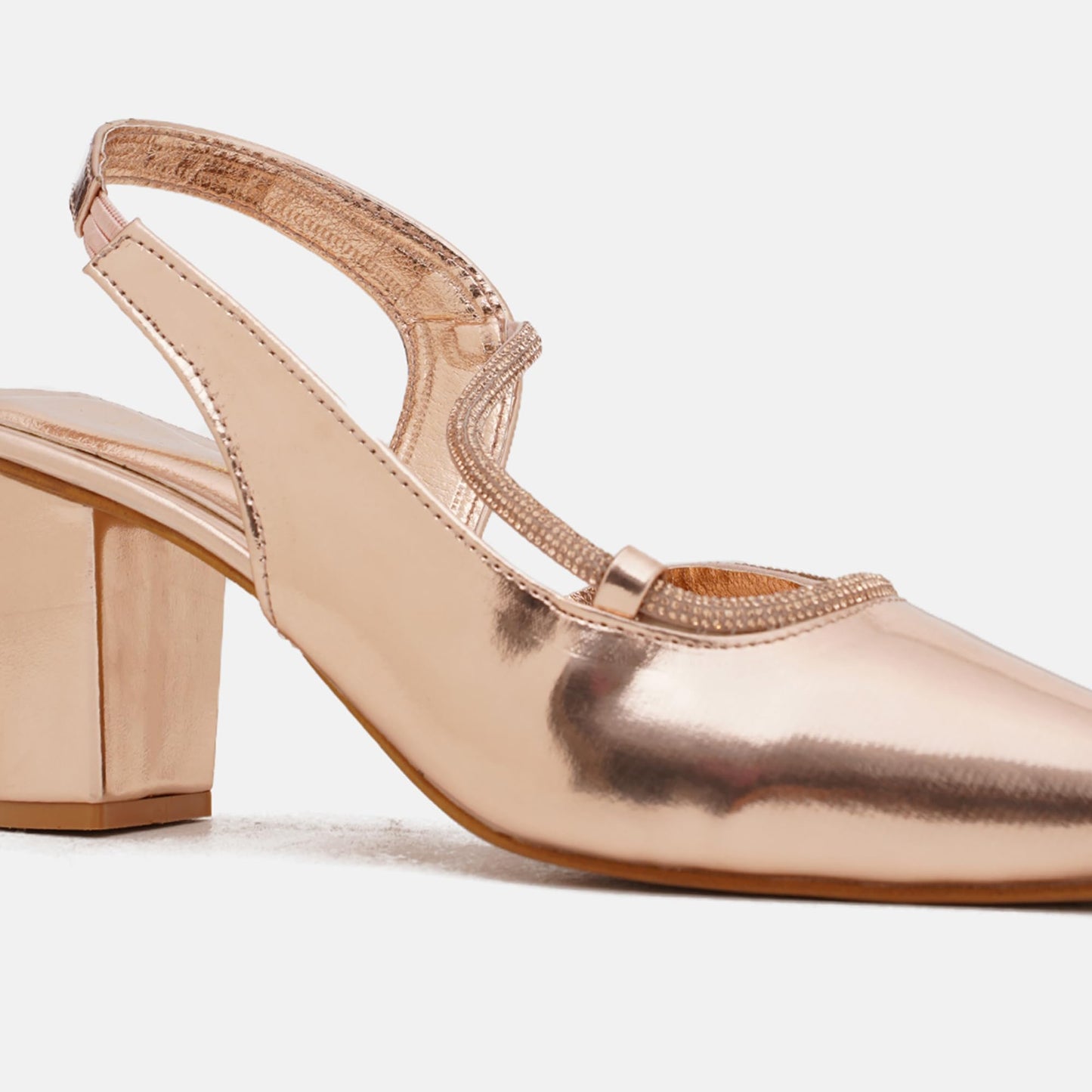 JM LOOKS Women's Block Heels Pointed Toe with Stylish Crystal Strap | Sandals | Women Sandal Comfortable Cushioned Footbed for parties Wedding Office - Sultan