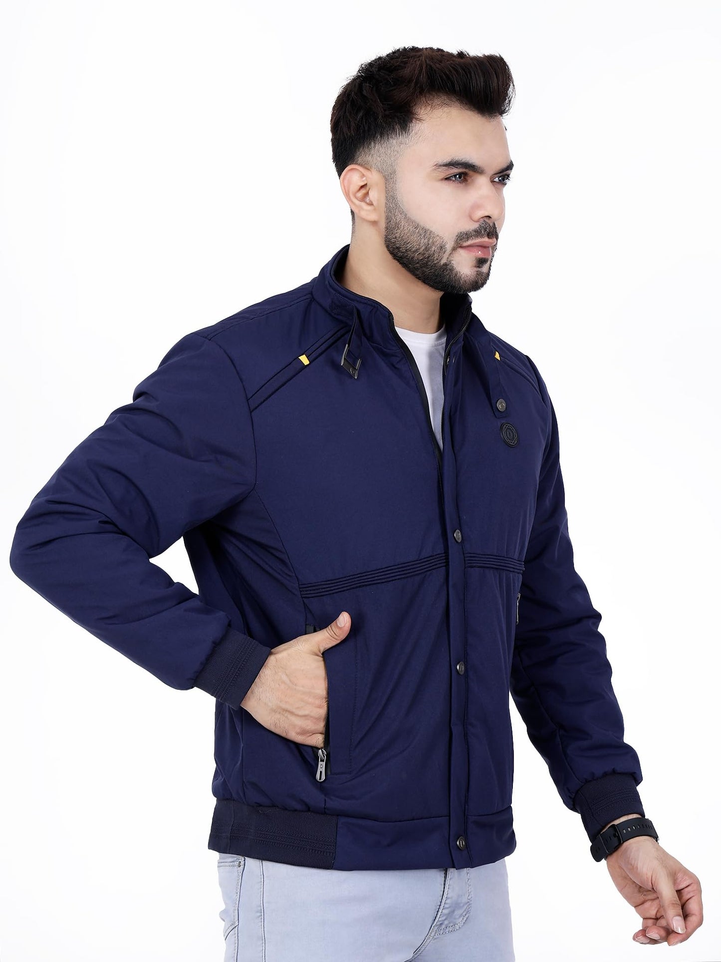 Dollar Men TPU Standard Length Dolllar Jackets Stylish Latest Casual Zipper Bomber Winter Jacket Full Sleeve Water Resistant Non Reversible, 2XL