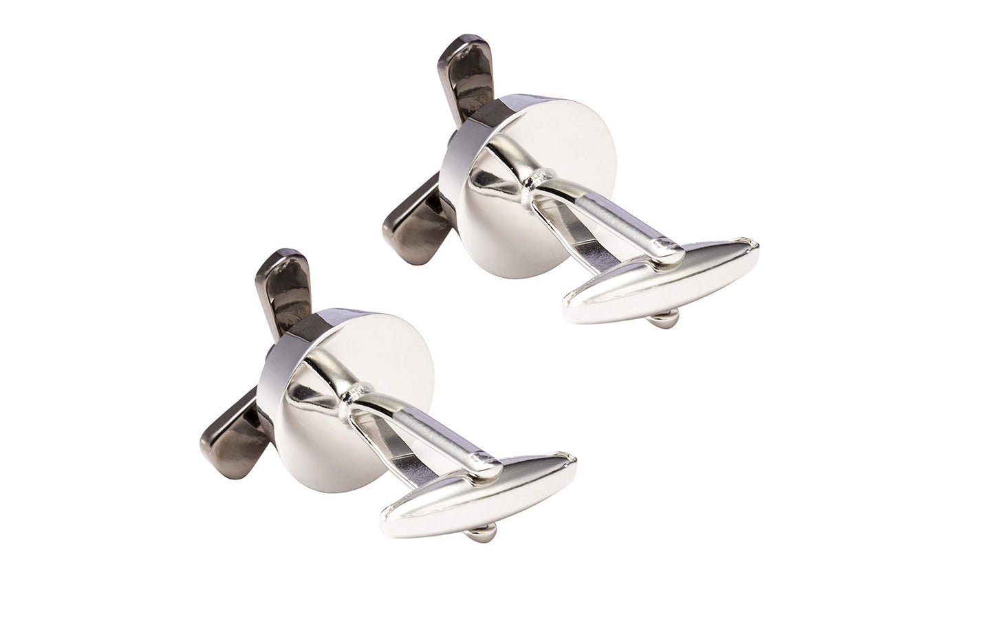 Knighthood Aeroplane Propeller Cufflinks for Men (Silver & Gun Metal)