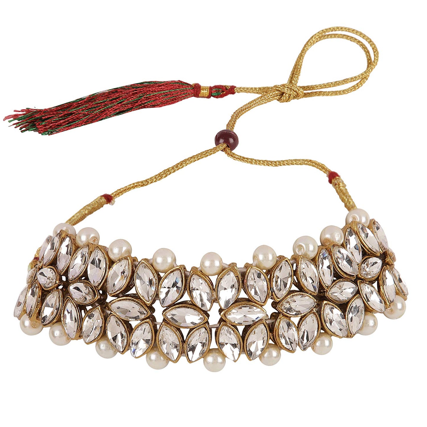 Shining Diva Fashion Latest Choker Design Kundan Traditional Necklace Jewellery Set for Women (White) (11279s)