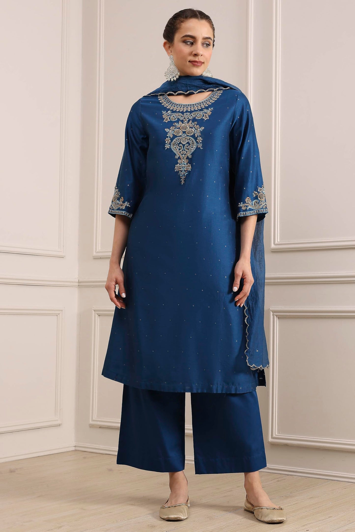 BIBA womens Kurta, Bottom, Dupatta