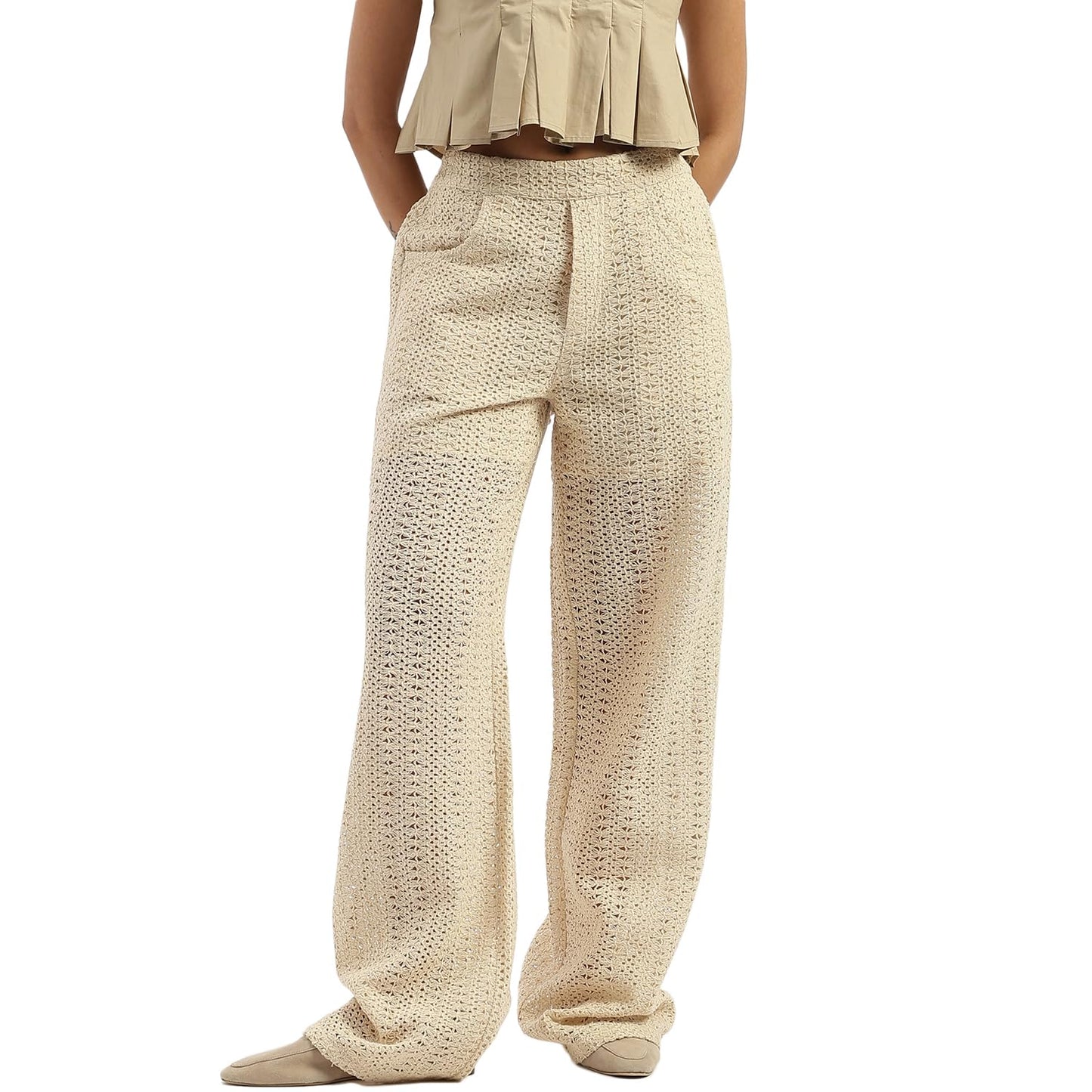 UNITED COLORS OF BENETTON Crochet Wide Leg Fit Trousers
