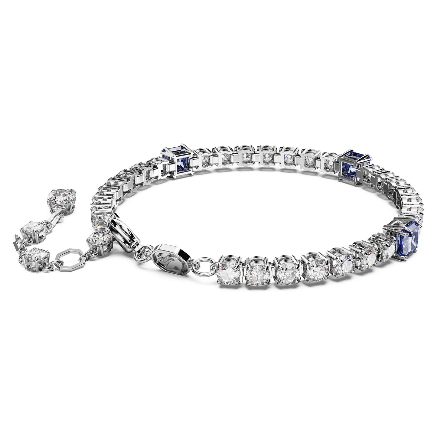 Swarovski Matrix Tennis bracelet, Mixed cuts, Blue, Rhodium plated
