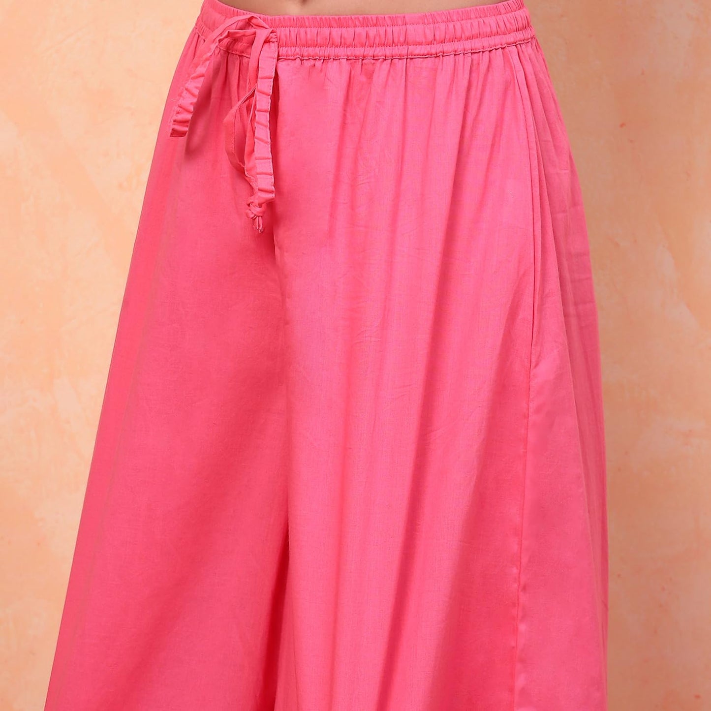 Biba Girls White Flared Poly Modal Printed Kurta suit set