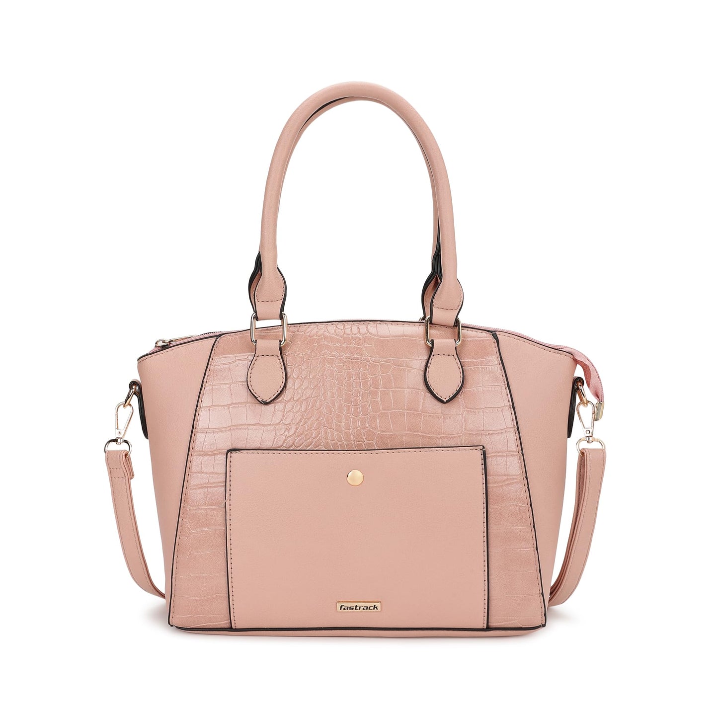 Fastrack Croco Textured Structured Satchel with Detachable Sling Strap for Women, Girls and Ladies | Fits Upto 11" iPad or Tablet | Made of Premium Faux Leather | Ladies Purse Handbag